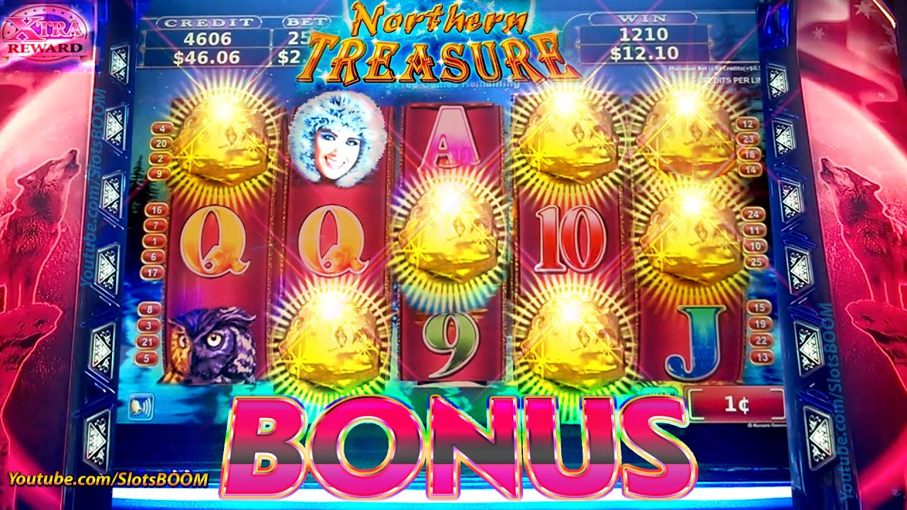CASINO SLOTS Northern Treasure 5 GOLD SYMBOLS!!! BONUS - FREE GAMES - RAPID REVOLVER - KONAMI GAMING