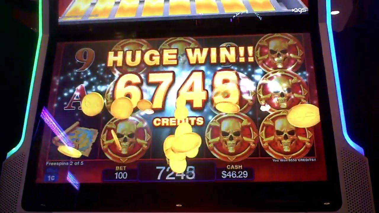 Golden Skulls Slot Machine GOOD WIN Line Hit And Bonus